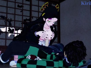 Daki and Tanjiro Kamado have deep sex in a Japanese-style room. - Demon Slayer Hentai
