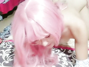 美乳萌妹子戴着假发约炮被后入骑乘狠操